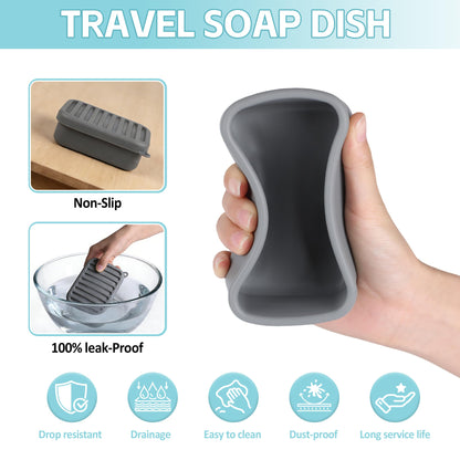 Portable Travel Soap Case, Soap Dish with Lid and Draining Layer