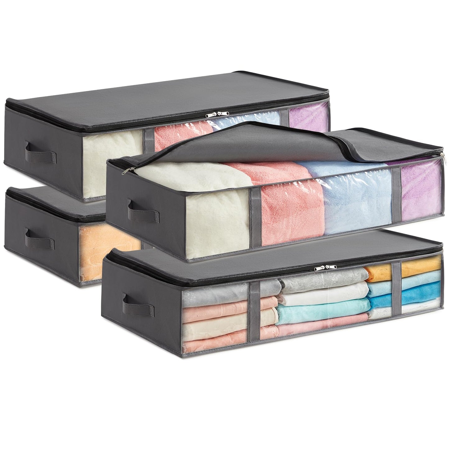 Lifewit 4 Pack Under Bed Storage,90L Clothes Storage Bags with Clear Window