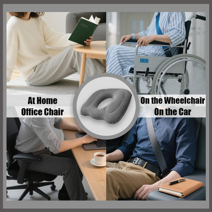 ORARTMM Hemorrhoid Seat Cushion, Grey, Inflatable Seat Ring with Coccyx Relief, Orthopaedic Cushion for Surgical Recovery, Sciatica