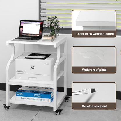 PUNCIA 3-Tier Movable Printer Stand Table with Storage for Home Office