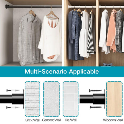 Wardrobe Rail, Extendable Clothes Rail Wall Mounted Wardrobe Hanging Rail for Clothes, Bedroom,Windows and Showers, 45-68CM/Diameter 25MM，White