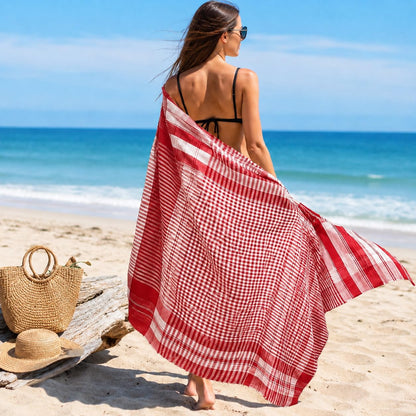 Mayaka786 Light weight Gamcha Bath Towel - Indian Bengali Style (Red)