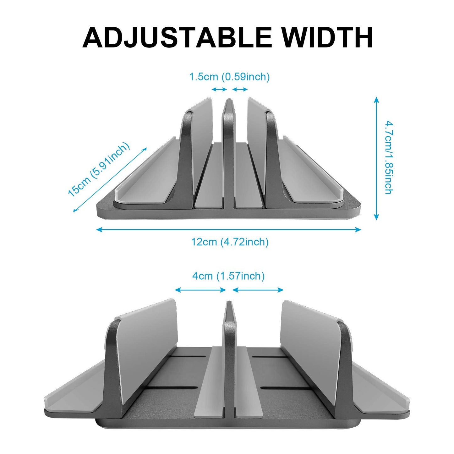 Vertical Laptop Stand [2021 ver.],ULBRE Double Adjustable 4 Slot Desktop MacBook Stand Holder Dock Compatible with All MacBook Chromebook Surface