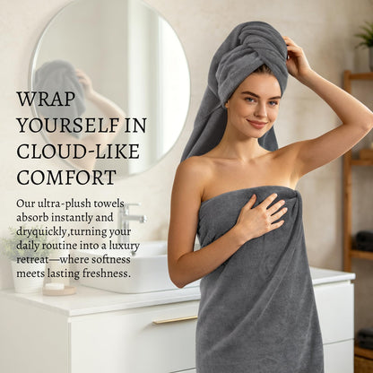 VIVOTE Microfibre Bath Towel Lightweight Body Towels 76×152cm Grey 1 Piece