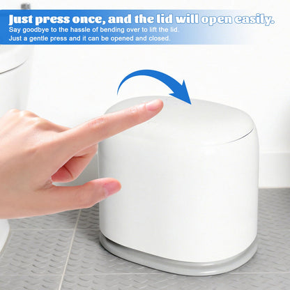 Kaiyzo Pop-Up Lid Desk Bin, Mini Desktop Trash Can for Office and Bedroom, Compact Plastic Waste Bin with Cover for Home Use, White