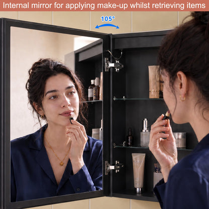 KWW 75 x 70 cm Two Doors Aluminum LED Bathroom Medicine Cabinet with Mirror