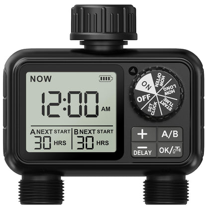 Xtsuen Water Timers for irrigation, Hose Timer with Rain Delay/Automatic & Manual Mode, Sprinkler Timer for Garden IPX5 Waterproof/Large Screen LCD