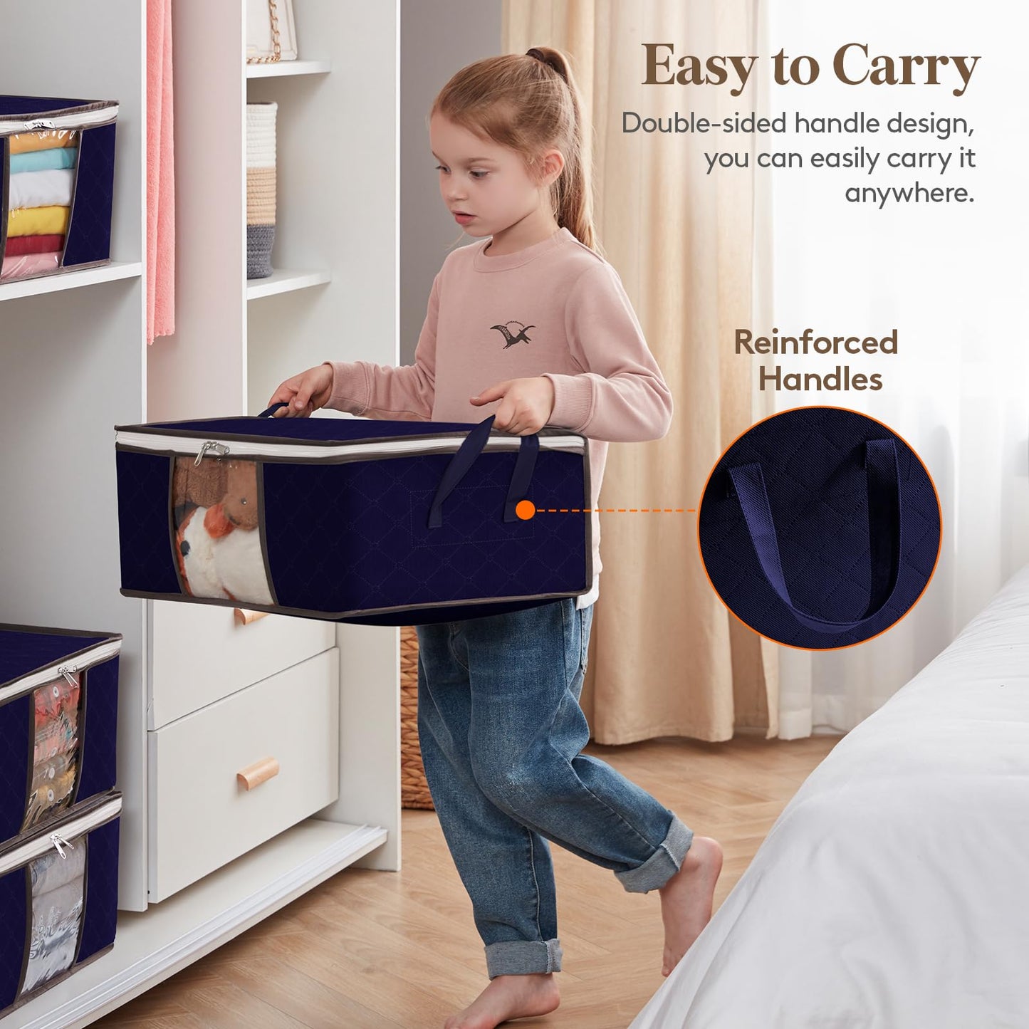 Lifewit 35L Clothes Storage Bag Foldable Storage Boxes with Lids Underbed Wardrobe Storage Organiser with Sturdy Fabric Clear Window for Clothing
