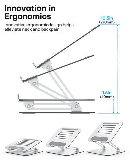 OMOTON Laptop Stand, Foldable Laptop Riser with Adjustable Height, 10-17.2"