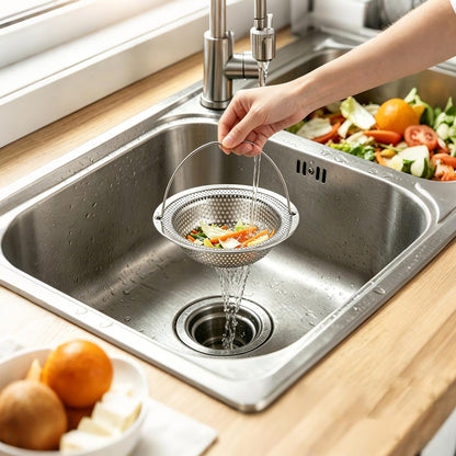 2 Pack Kitchen Sink Strainer, Sink Plug Strainer with Handle, sink Food Catcher, Shower Hair Catcher, Anti-Clogging, Outer Diameter 11cm