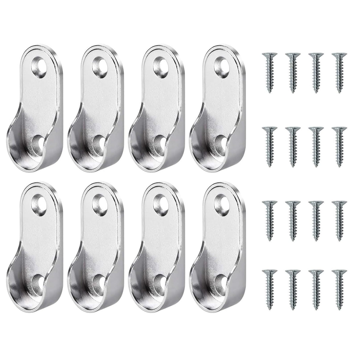 Oval Wardrobe Rail Holder Wardrobe Hanging Sockets 15mm Rail Rod End Supports Wardrobe Rod Socket Fitting Round Bracket Zinc Alloy Flange