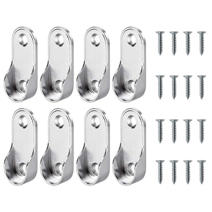 Oval Wardrobe Rail Holder Wardrobe Hanging Sockets 15mm Rail Rod End Supports Wardrobe Rod Socket Fitting Round Bracket Zinc Alloy Flange