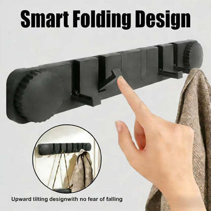Plliocse Wall Coat Hook Racks Folding Invisible Coat Hooks Easy Install Clothes Rack for Space Saving (Grey)