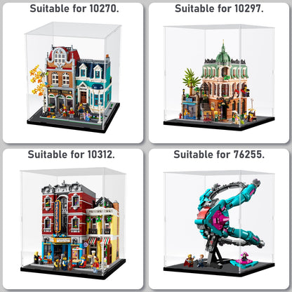 Nynelly Acrylic Display Case for Lego Modular Buildings for Models Figures - Assemble Dustproof Thickened Clear Display Box Cabinet