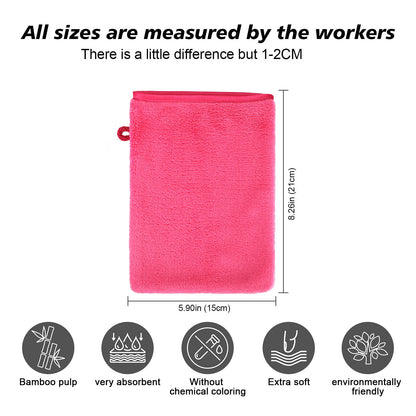 PHOGARY 10 Pack Microfiber Body Wash Mitts, Flannel Soft Face Mitten, Bath Spa Cloth, Reusable Makeup Remover Mitt Gloves