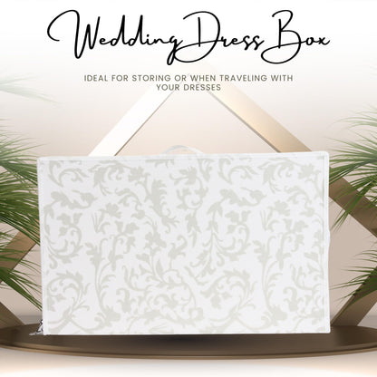Hoesh - Breathable White with Silver Floral Design Wedding Dress Box - Underbed Storage Boxes, Wedding Dress Storage Box, Wardrobe Organiser