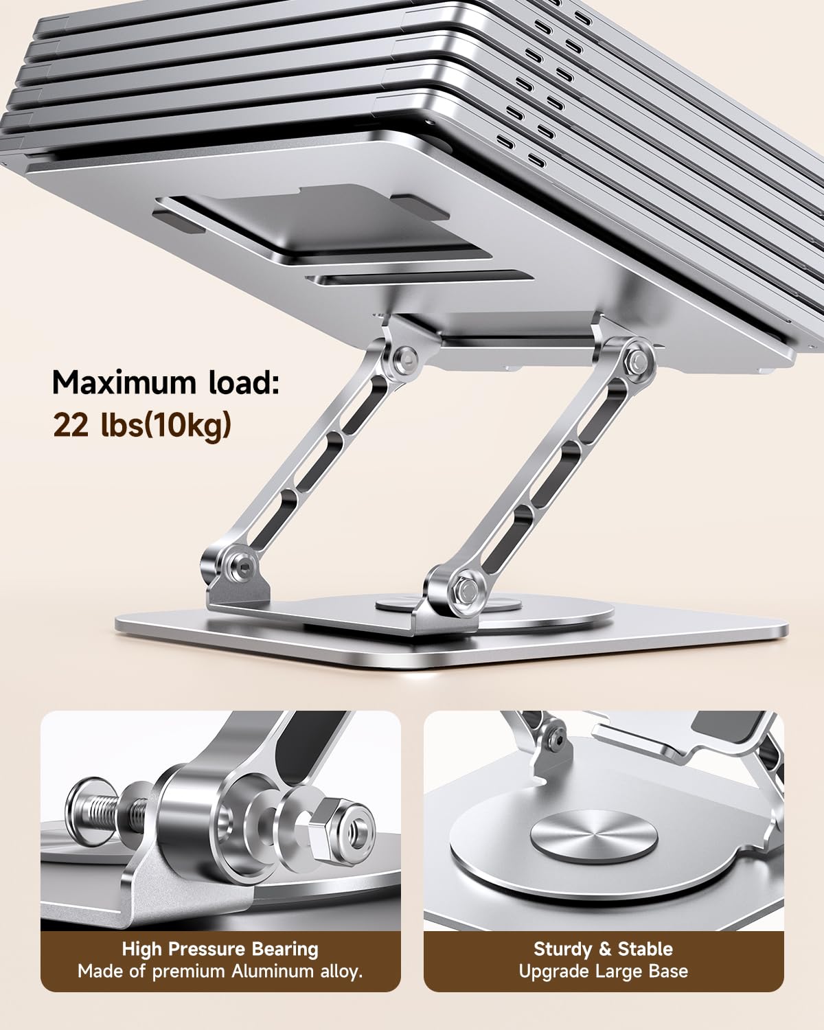 MCHOSE Laptop Stand for Desk, Adjustable Laptop Stand with 360° Swivel