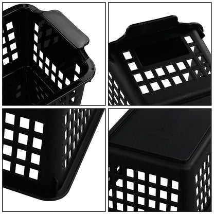Begale 6 Pack Slim Plastic Storage Baskets, Small Cupboard Basket, Black