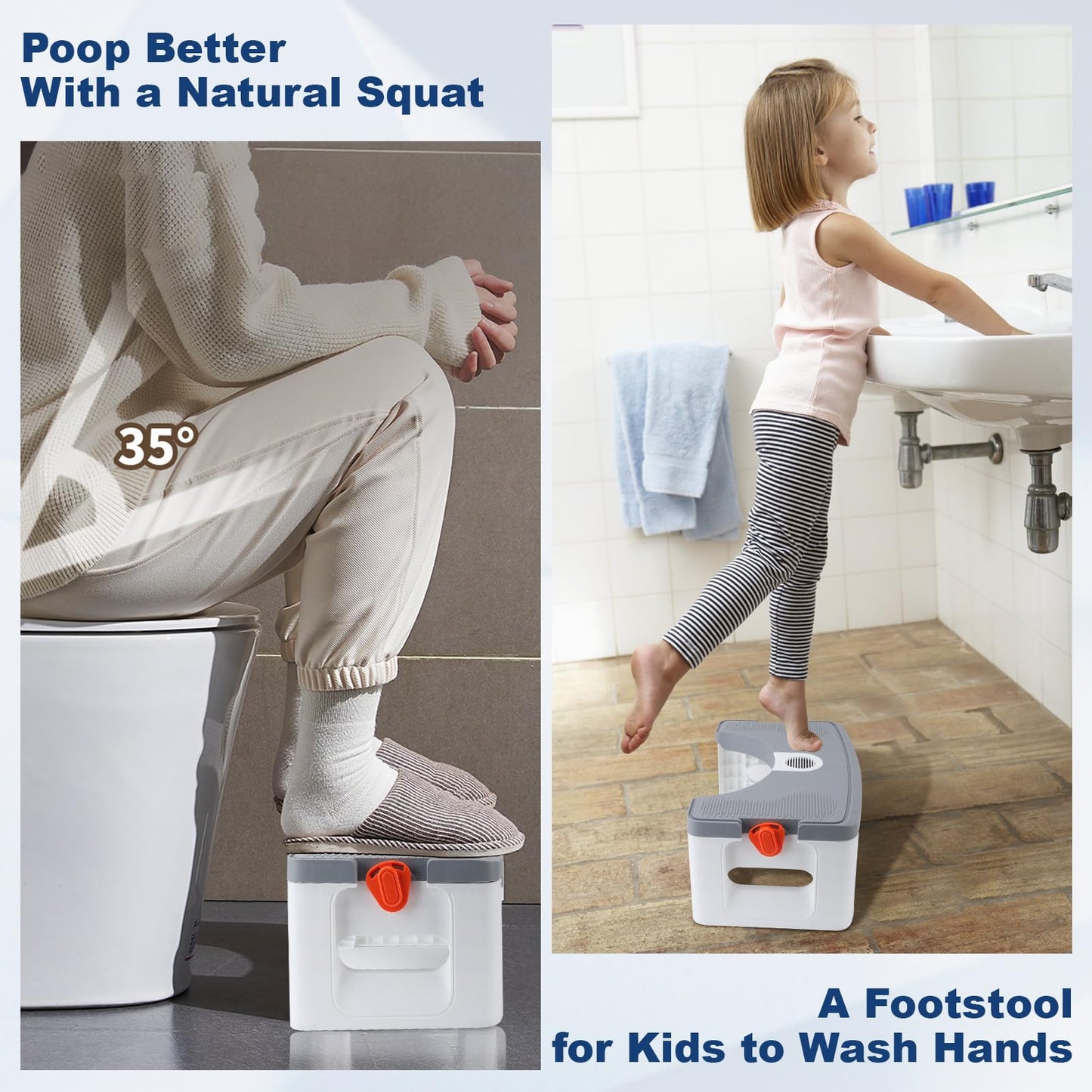 Pilipane Folding Squatting Toilet Stool - Squatty Potty for Adults and Children - Lightweight Poop Stool with Non-slip Pad for Bathroom and Toilet
