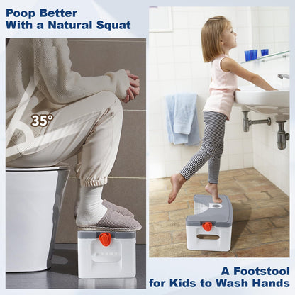 Pilipane Folding Squatting Toilet Stool - Squatty Potty for Adults and Children - Lightweight Poop Stool with Non-slip Pad for Bathroom and Toilet