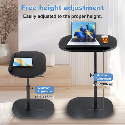 YYW Side Table TV Tray for Couch, 90° Tiltable, Height Adjustable, Black
