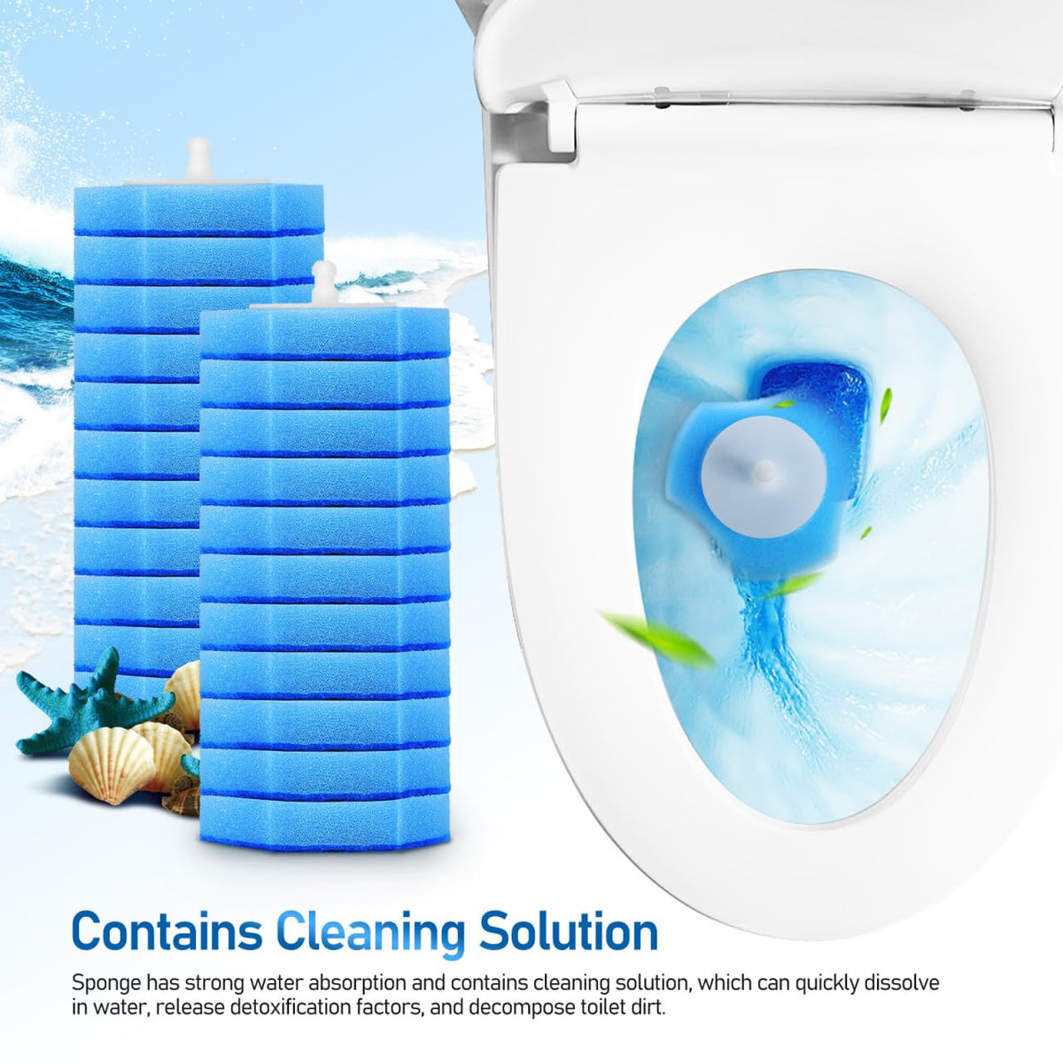 TOPBATHY 30 Pack Disposable Toilet Brush Refills Sponge Brush Head Replacement for Toilet Cleaner Flat Bottom Cleaning Pads Easy Attach Refills for
