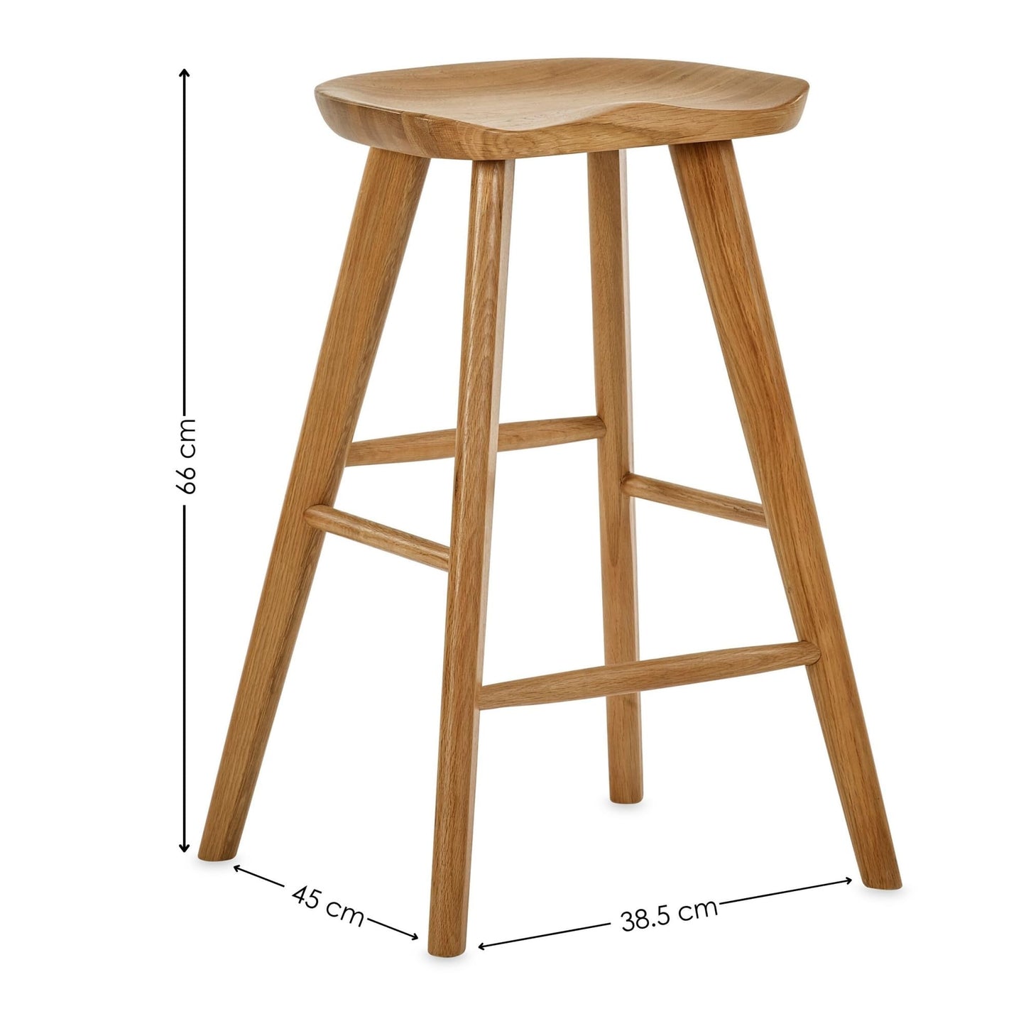 Julian Bowen Mulu Bar Stool, Solid Oak - H66 x W45 x D39.5cm