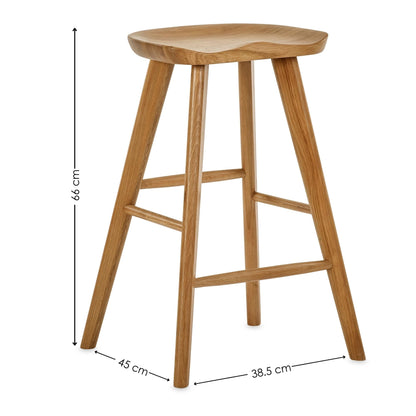 Julian Bowen Mulu Bar Stool, Solid Oak - H66 x W45 x D39.5cm