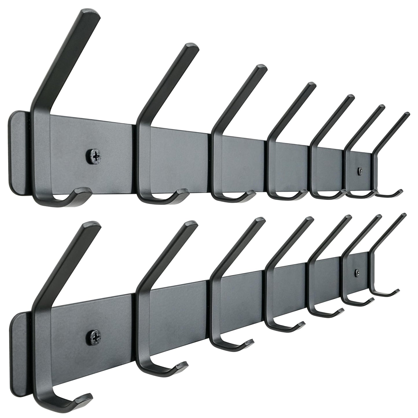 HONSKY Coat Rack Wall Mounted, Towel Rack, Metal Wall Coat Hanger with 7 Double Hooks (14 Hooks), for Hanging Coat, Hat, Bag, Umbrella