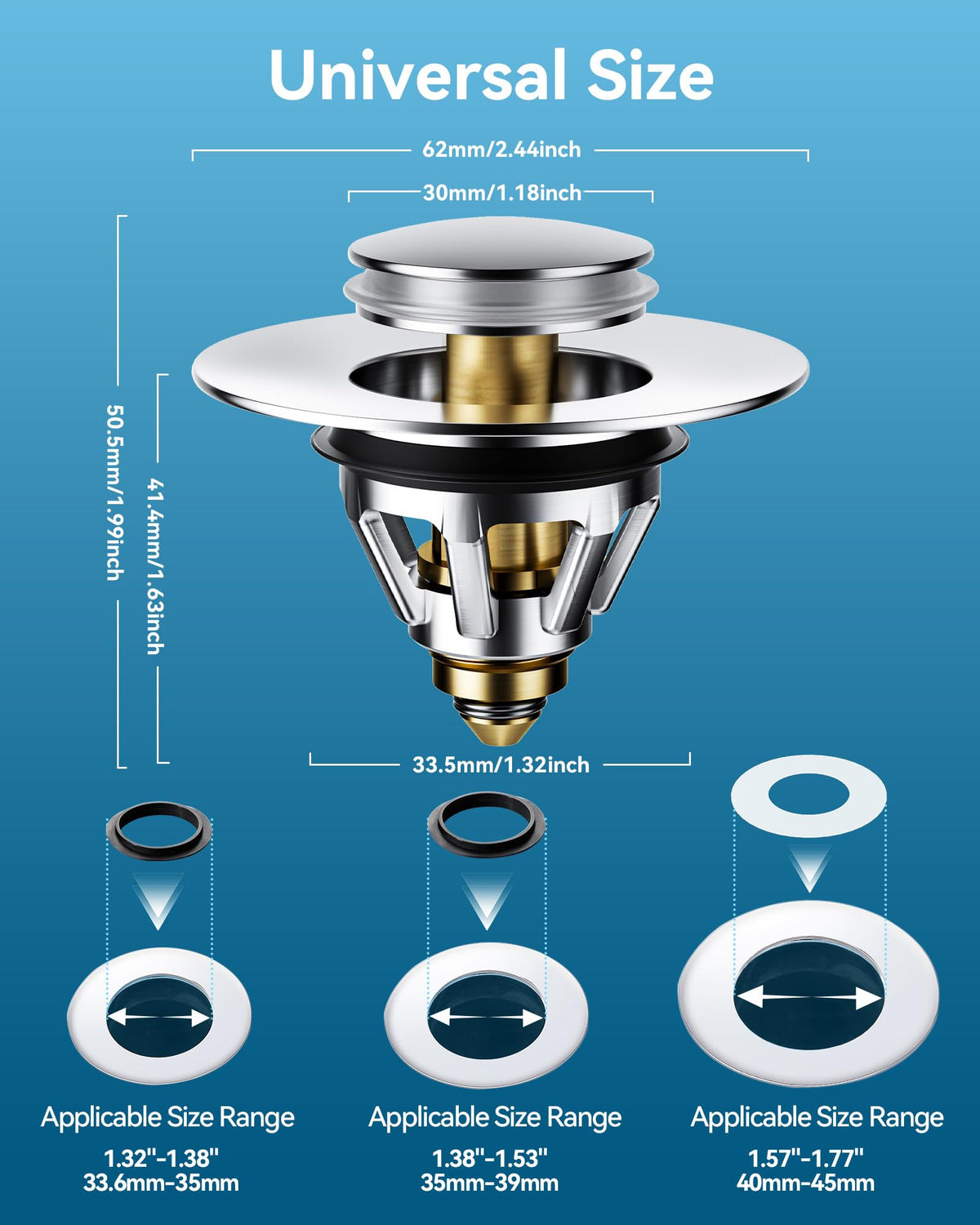 dothnix Sink Plug Replacement Filter for 34-45mm Drain Holes