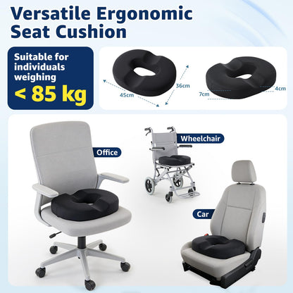 BRO Donut Cushion for Hemorrhoids and Tailbone Pain Relief, Memory Foam