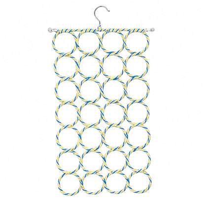 SystemsEleven Complement Shawls Hanger Belt Scarves Tie Rings Wardrobe Organizer Hooks Scarf Hangers Space Savers Foldable Scarfs Hanger with 28 Ring