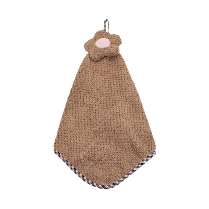 sourcing map Hand Towel, Soft Coral Fleece Hand Towels with Hanging Loop Decorative Flower Pattern Quick-Drying and Washable for Home Bathroom