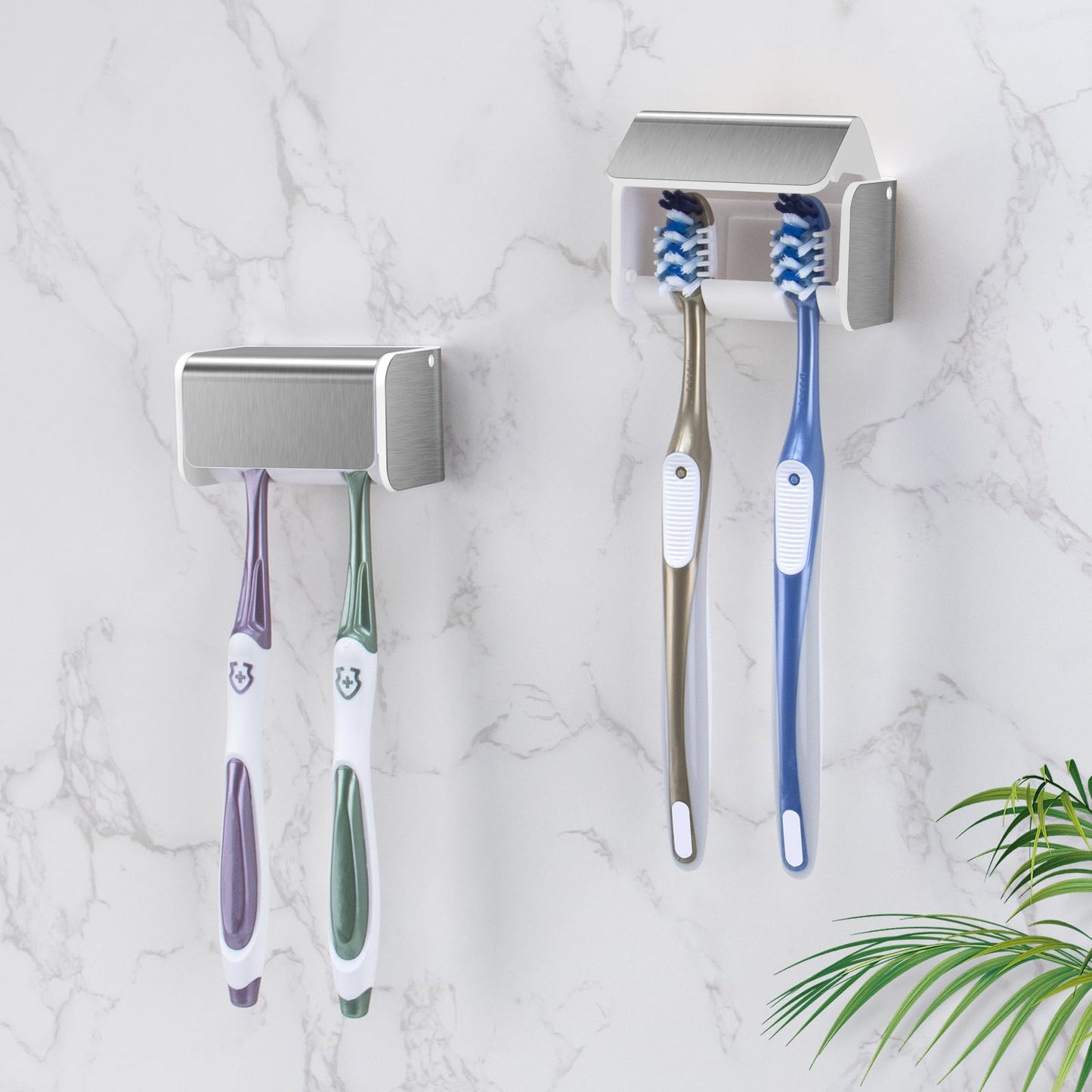 PARKMANI 2pcs Toothbrush Holders for Bathroom, Electric Toothbrush Holder Wall Mounted, Waterproof Self Adhesive Toothbrush Caddy for Family