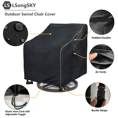 LSongSKY Outdoor Swivel Lounge Chair Cover 2 Pack,Waterproof Heavy Duty Outdoor Chair Covers,Patio Rocking Chair Covers For Outdoor Furniture,(30 W x