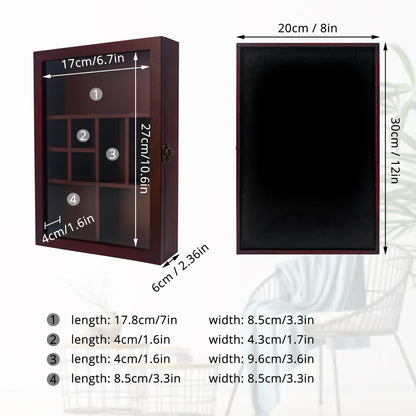 FramePro Rock Display Case, 12x8 Crystal Collection Box with Shelves, Onyx Opal Crystal Stand Displayed in Grids