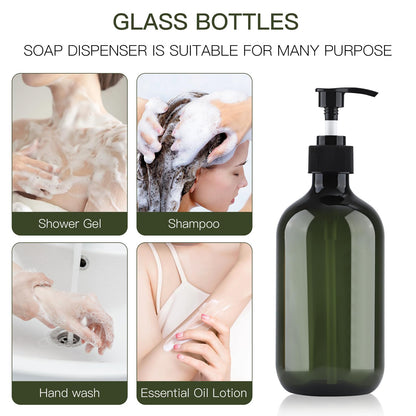 Soap Dispenser with Pump, 2 Pack Empty Refillable Pump Bottle Dispensers 500ml Bathroom Liquid Hand Dish Soap Dispenser Bottles Containers Plastic