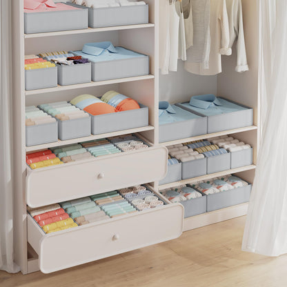 DIMJ 12 Pack Drawer Organisers Foldable Storage Box Fabric Drawer Dividers Wardrobe Storage Organiser Storage Cubes for Bras, Socks, Underwear, Ties