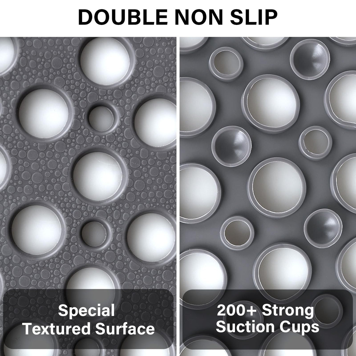 Mofonky Non Slip Shower Mat: 90 x 60 cm Large Shower Mats for Inside Shower - Soft TPE Anti Slip Anti Mould Long Shower Matt with Large Drain Holes