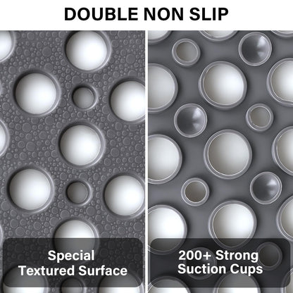 Mofonky Non Slip Shower Mat: 90 x 60 cm Large Shower Mats for Inside Shower - Soft TPE Anti Slip Anti Mould Long Shower Matt with Large Drain Holes