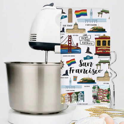 LEVLO San Francisco Kitchen Towel San Francisco Souvenirs Gifts San Francisco Tea Towel San Francisco Housewarming Gift (San Francisco Towel)