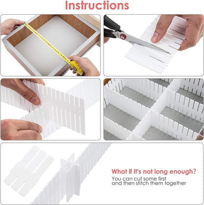 Flytianmy 40Pcs Drawer Dividers, Adjustable Drawer Organizer for Socks, Underwear, Makeup, Can Help Tidy Kitchen, Bedroom, DresserWhite