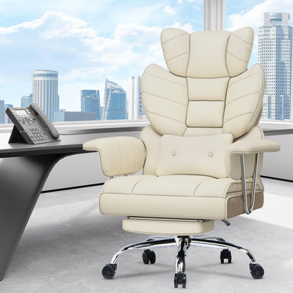 naspaluro High Back PU Leather Ergonomic Computer Recliner, Big Tall Executive Desk Office Chair with Armrests/Footrest