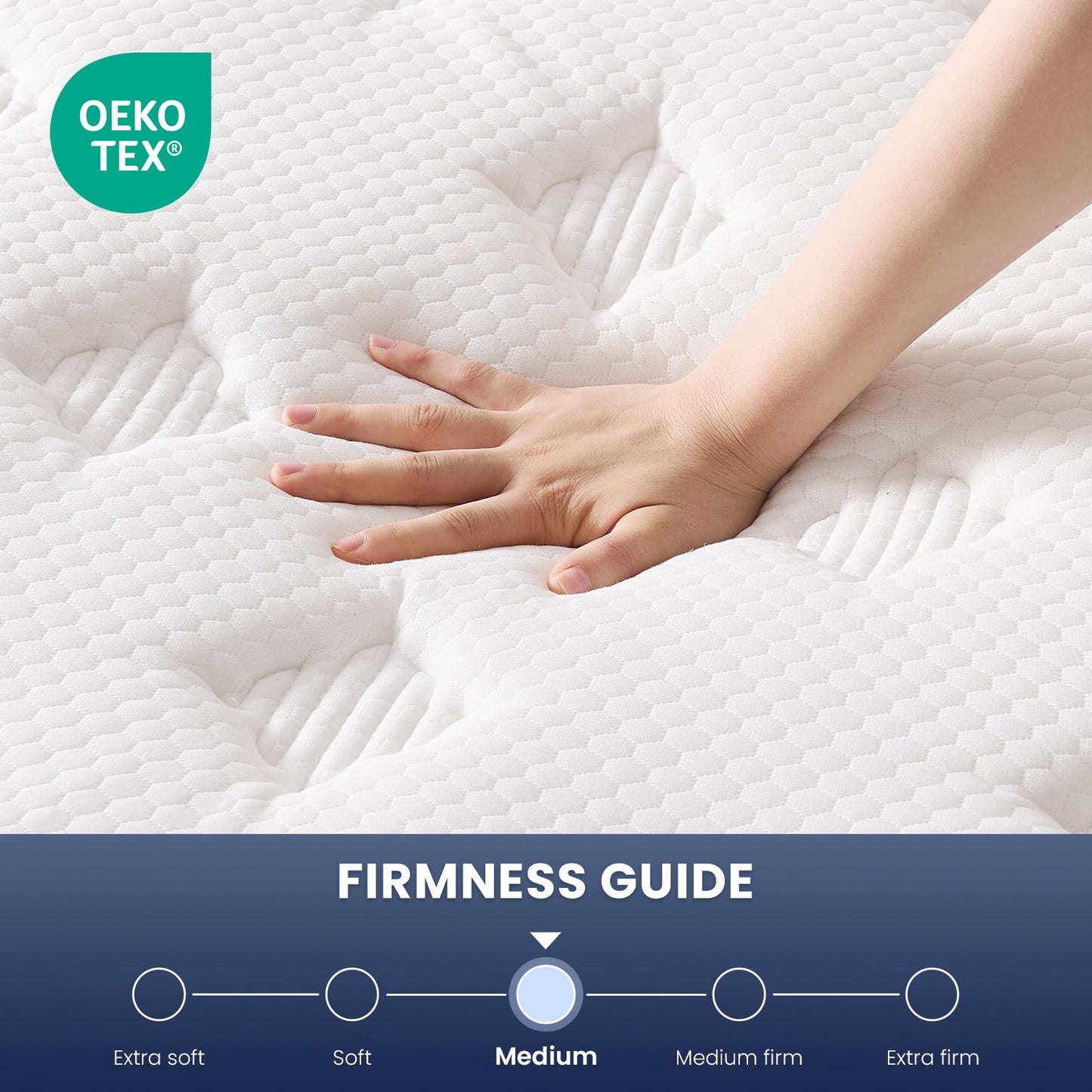 L'AGRATY Super King Mattress, 10 Inch Hybrid Memory Foam Mattress 7 Zone Orthopedic Pocket Sprung,Pressure Relief Motion Isolation Medium Firm