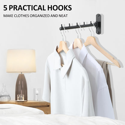 Mooche Clothes Rail Wall Mounted Black 2Pcs, Swivel Rail, 275MM