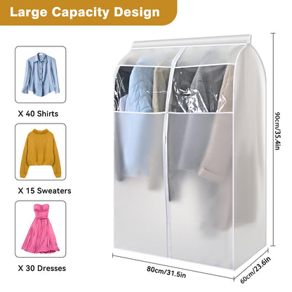 ZWMYF Garment Clothes Dustproof Clothes Rail Cover Storage Bag, PEVA Dustproof Wardrobe Hanging Protector Rack Organizer with Full Zipper