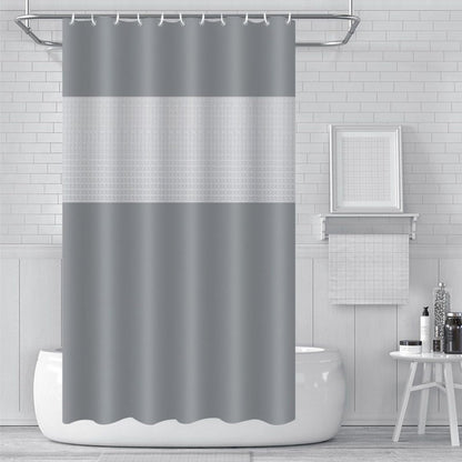 PEVA Shower Curtain 180x180cm,Heavy Duty Plastic Grey Spliced Weighted Shower Curtains Mould Proof Resistant Waterproof Bath Curtain with 3 Magnets