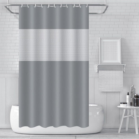 PEVA Shower Curtain 180x180cm,Heavy Duty Plastic Grey Spliced Weighted Shower Curtains Mould Proof Resistant Waterproof Bath Curtain with 3 Magnets