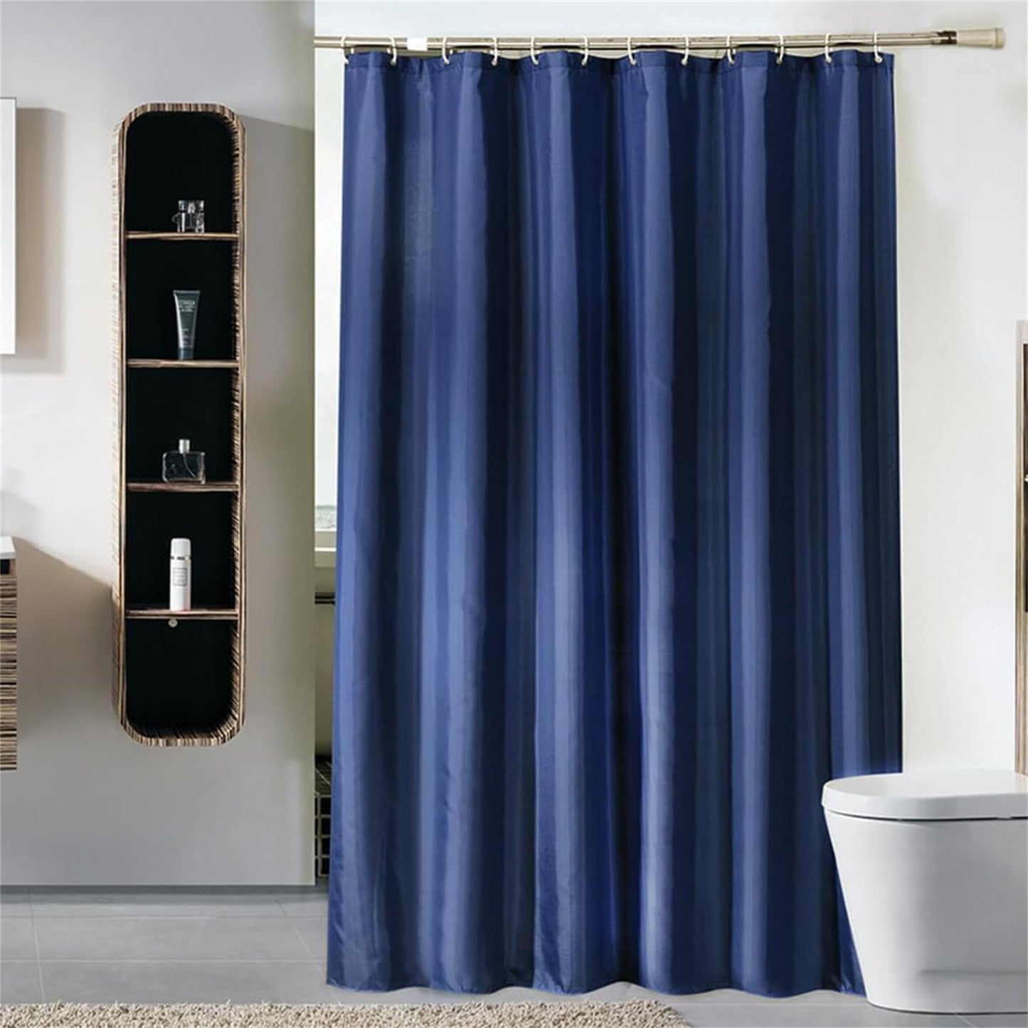 Lkw Ogechi Extra Wide Navy Blue Mildew Proof Shower Curtain 180x220 cm, 200/220/240 CM Drop Waterproof Polyester Bathtub Curtain, Washable Quick