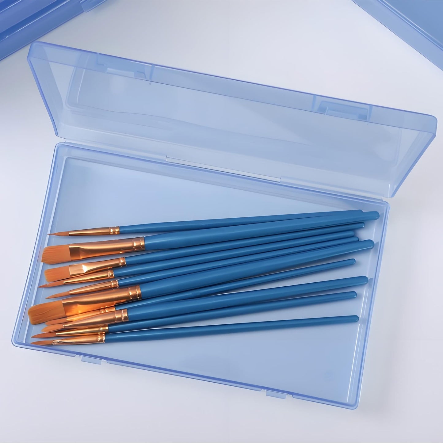 LJY 6 Pack Blue Small Plastic Storage Box with Hinged Lid 18 x 11 x 3 cm